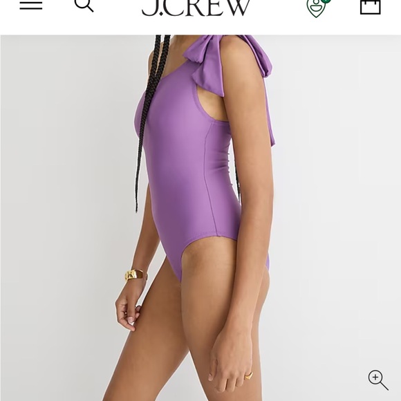 J Crew Bow One shoulder- One Piece- purple - Picture 7 of 7